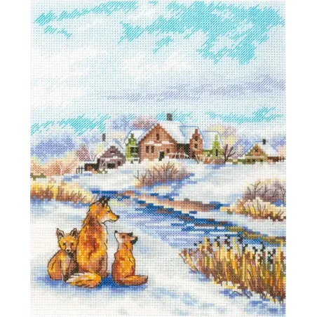 Kreuzstich-Set "Rote Familie" 20x16 cm SNV-933