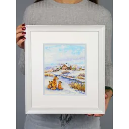 Kryželiu siuvinėjimo rinkinys "Raudona šeima" 20x16 cm SNV-933