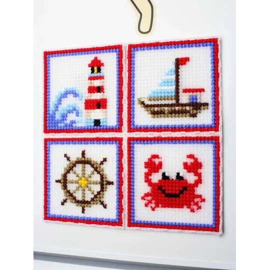 Cross stitch kit "The sea is calling. Set of 4." SN-004