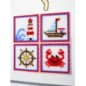 Cross stitch kit "The sea is calling. Set of 4." 10.6x10.6 cm SN-004
