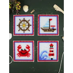 Cross stitch kit "The sea is calling. Set of 4." SN-004