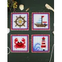 Cross stitch kit "The sea is calling. Set of 4." 10.6x10.6 cm SN-004