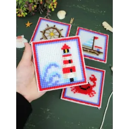 Cross stitch kit "The sea is calling. Set of 4." SN-004