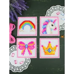 Cross stitch kit "Princess set. Set of 4." 10.6x10.6 cm SN-003