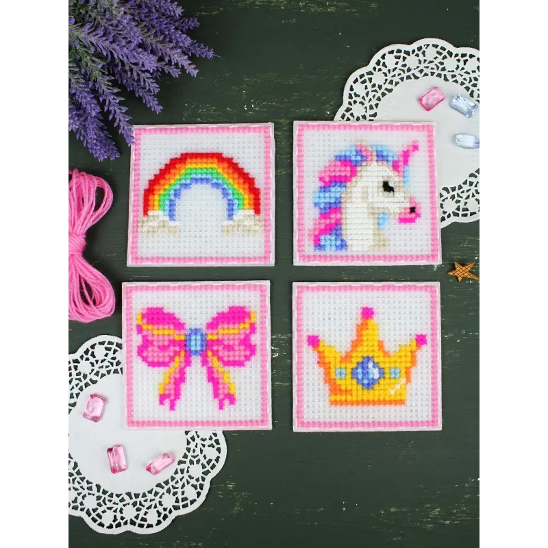 Cross stitch kit "Princess set. Set of 4." 10.6x10.6 cm SN-003