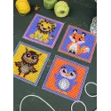 Cross stitch kit "Cute animals. Set of 4." 10.6x10.6 cm SN-002