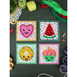 Cross stitch kit "Fun Sweets. Set of 4." 10.6x10.6 cm SN-001