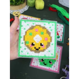 Kreuzstich-Set "Lustige Süßigkeiten. 4er-Set." 10.6x10.6 cm SN-001