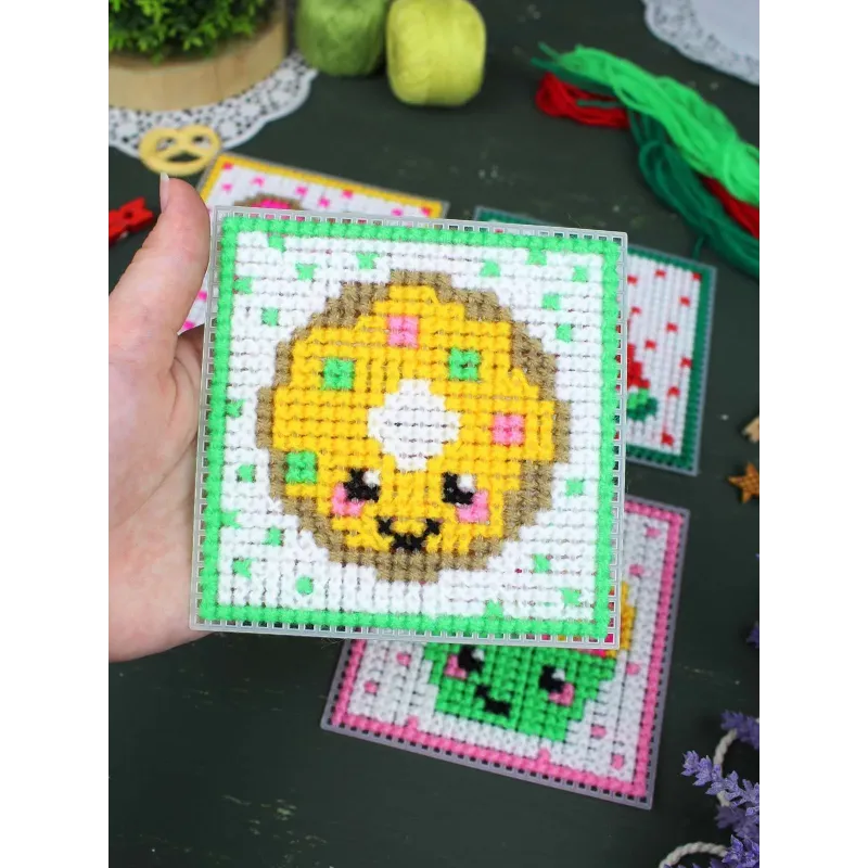 Cross stitch kit "Fun Sweets. Set of 4." 10.6x10.6 cm SN-001