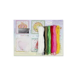 Kryželiu siuvinėjamas rinkinys "Smagūs saldumynai. 4 vnt. rinkinys." 10.6x10.6 cm SN-001