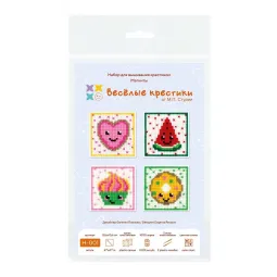 Cross stitch kit "Fun Sweets. Set of 4." 10.6x10.6 cm SN-001