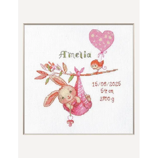 Kreuzstich-Set "Geburts-Sampler Mädchen" 20x20 cm SRA1029