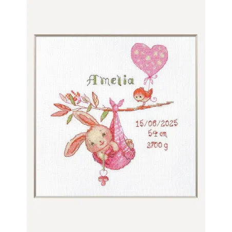 Siuvinėjimo kryželiu rinkinys "Mergaitės gimimo metrika" 20x20 cm SRA1029