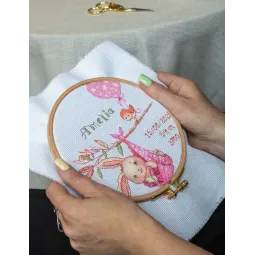 Cross Stitch Kit "Girl Birth Sampler" 20x20 cm SRA1029