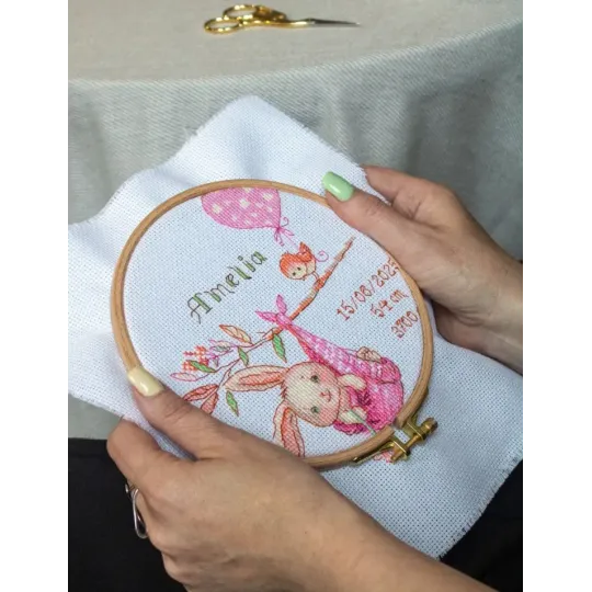 Cross Stitch Kit "Girl Birth Sampler" 20x20 cm SRA1029