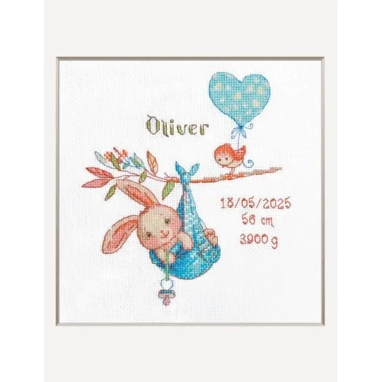 Boy Birth Sampler 20x20 SRA1028