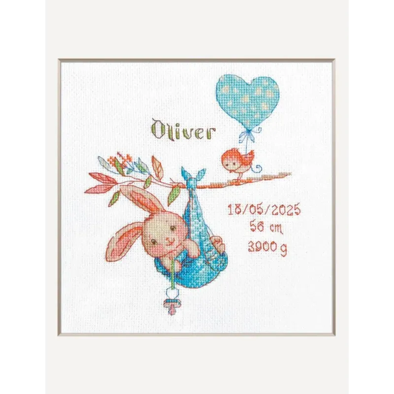 Cross Stitch Kit "Boy Birth Sampler" 20x20 cm SRA1028