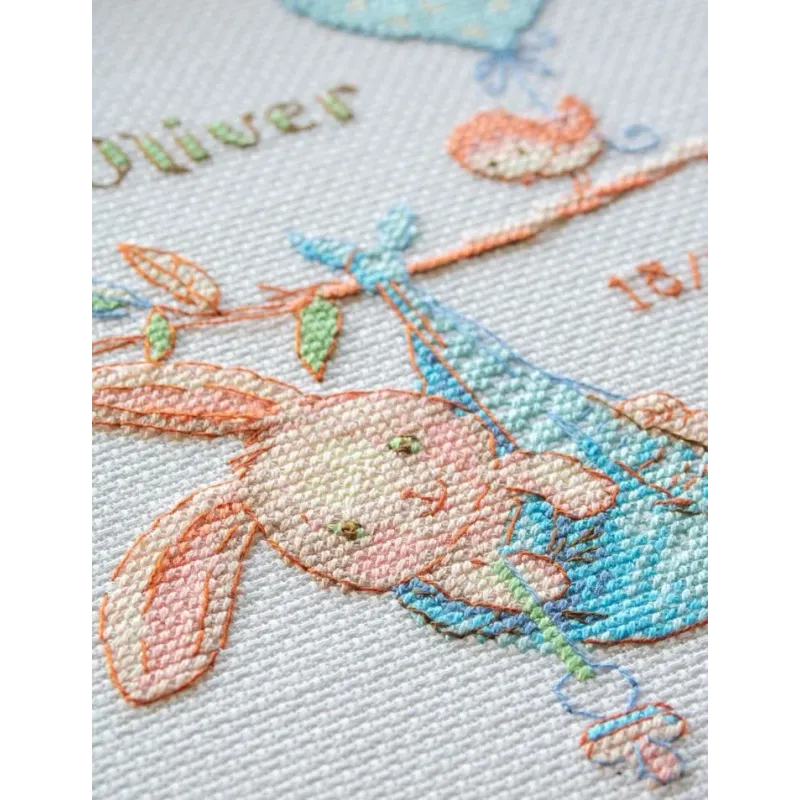 Cross Stitch Kit "Boy Birth Sampler" 20x20 cm SRA1028