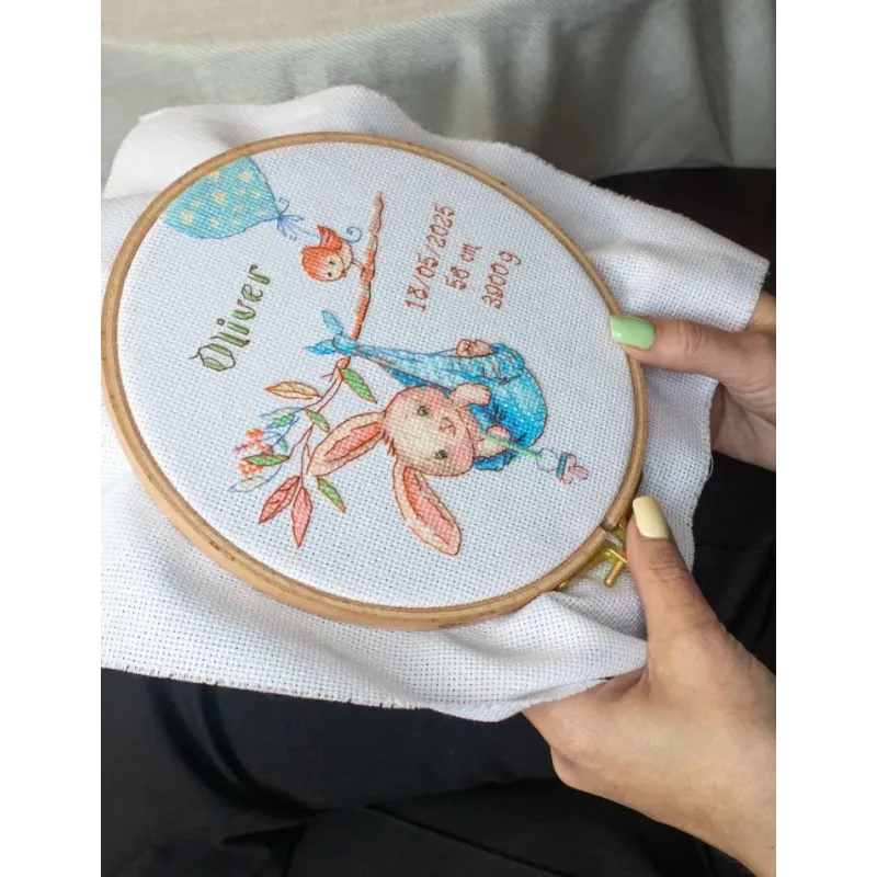 Cross Stitch Kit "Boy Birth Sampler" 20x20 cm SRA1028