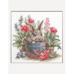 Kreuzstich-Set "Blühender Hase" 20x20 cm SRA1030