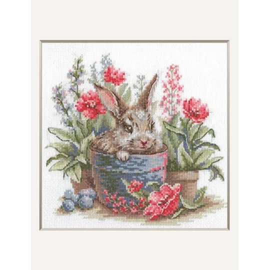 Kreuzstich-Set "Blühender Hase" 20x20 cm SRA1030