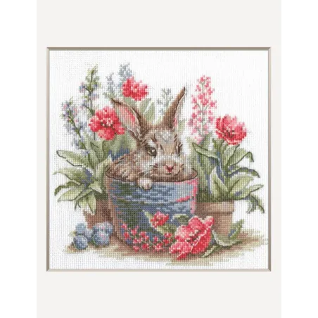Kreuzstich-Set "Blühender Hase" 20x20 cm SRA1030