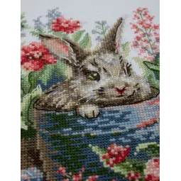 Cross Stitch Kit "Blooming Bunny" 20x20 cm SRA1030