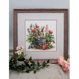 Siuvinėjimo kryželiu rinkinys "Žydintis triušis" 20x20 cm SRA1030