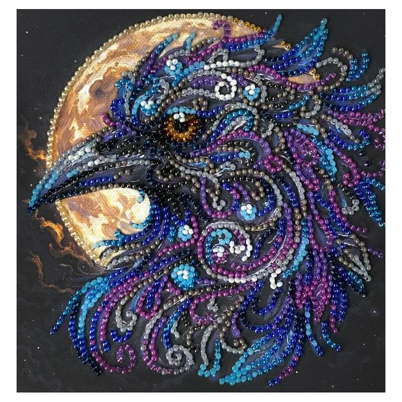 Mini Bead embroidery kit "Amber gaze" 15х15 cm AAM-270