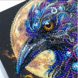 Mini Bead embroidery kit "Amber gaze" 15х15 cm AAM-270