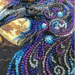 Mini Bead embroidery kit "Amber gaze" 15х15 cm AAM-270
