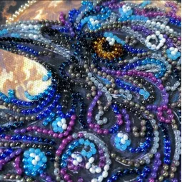 Mini Bead embroidery kit "Amber gaze" 15х15 cm AAM-270