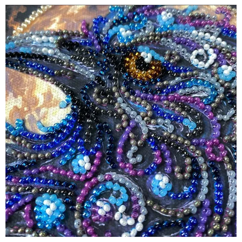 Mini Bead embroidery kit "Amber gaze" 15х15 cm AAM-270