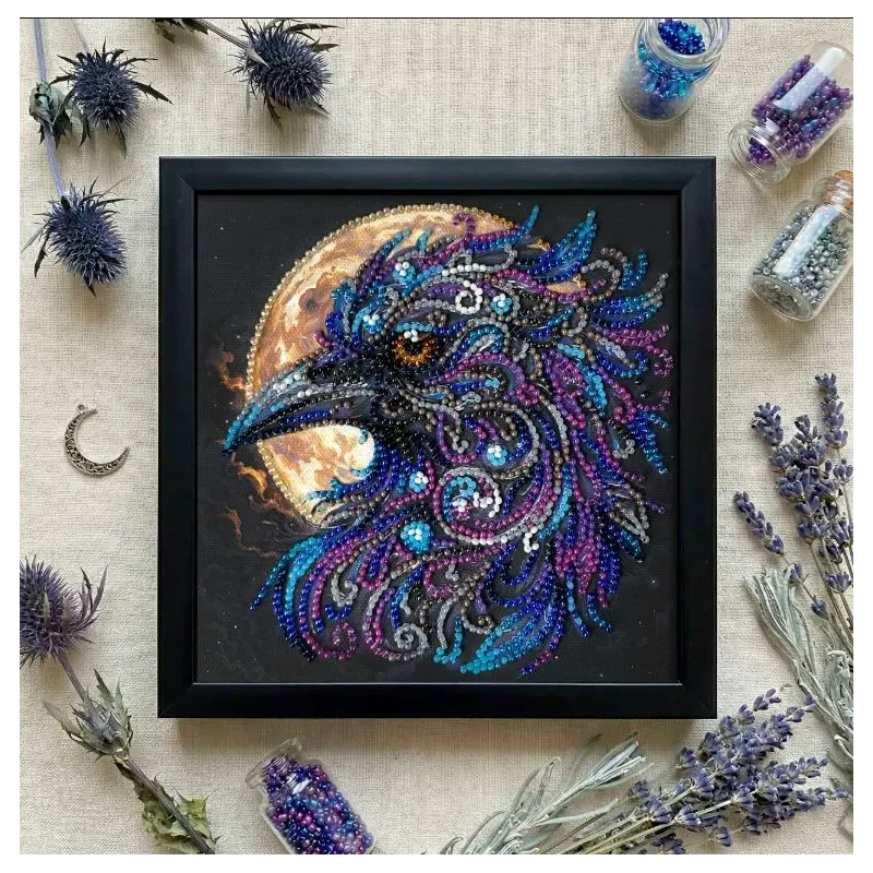 Mini Bead embroidery kit "Amber gaze" 15х15 cm AAM-270