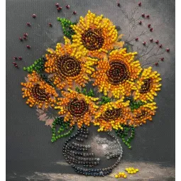 Mini Bead embroidery kit "Homely sunflowers" 15х15 cm AAM-269