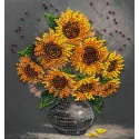 Mini-Perlenstickerei-Set "Heimelige Sonnenblumen" 15x15 cm AAM-269