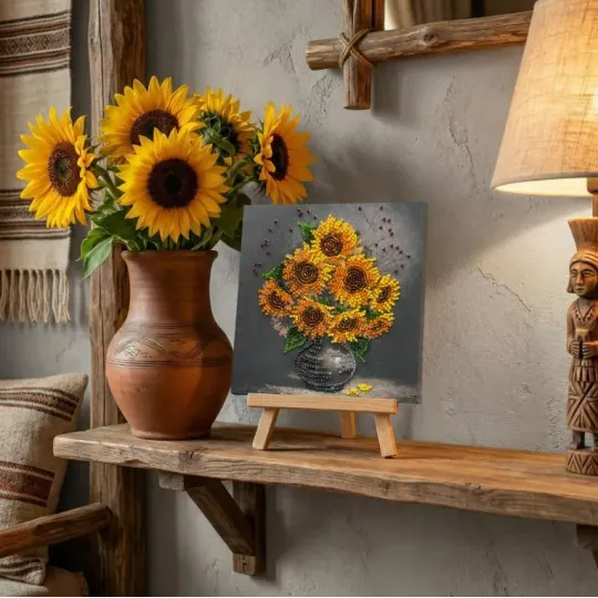 Mini Bead embroidery kit -Homely sunflowers AAM-269