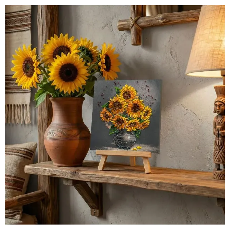 Mini Bead embroidery kit -Homely sunflowers AAM-269