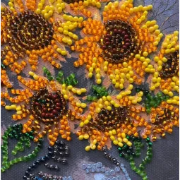 Mini karoliukų siuvinėjimo rinkinys "Jaukios saulėgrąžos" 15x15 cm AAM-269