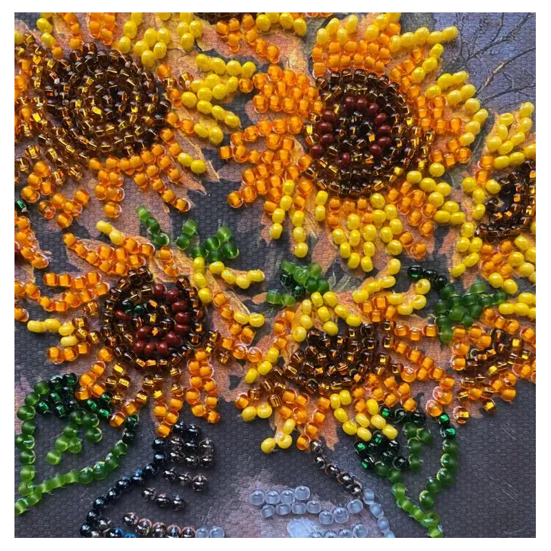 Mini Bead embroidery kit "Homely sunflowers" 15х15 cm AAM-269