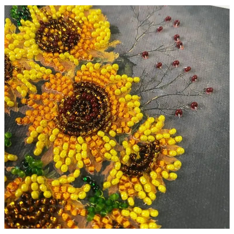 Mini Bead embroidery kit "Homely sunflowers" 15х15 cm AAM-269