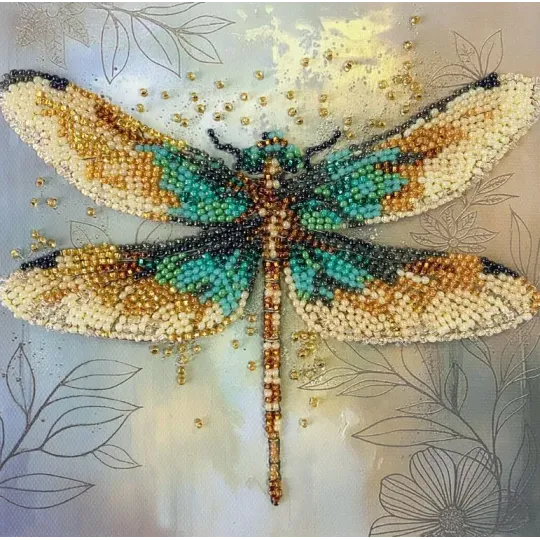 Mini Bead embroidery kit -Emerald wings AAM-268