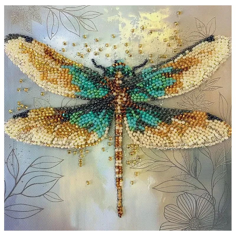 Mini karoliukų siuvinėjimo rinkinys "Emerald wings" 15x15 cm AAM-268