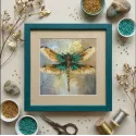 Mini Bead embroidery kit "Emerald wings" 15х15 cm AAM-268