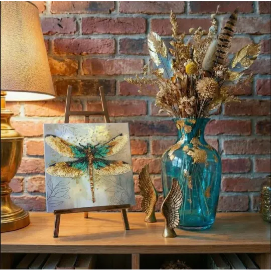 Mini Bead embroidery kit "Emerald wings" 15х15 cm AAM-268