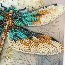 Mini Bead embroidery kit "Emerald wings" 15х15 cm AAM-268