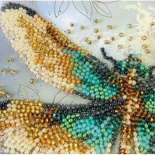 Mini Bead embroidery kit -Emerald wings AAM-268