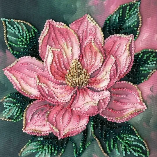 Mini Bead embroidery kit "Petal Kiss" 15х15 cm AAM-267