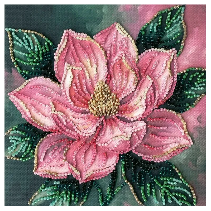 Mini Bead embroidery kit "Petal Kiss" 15х15 cm AAM-267