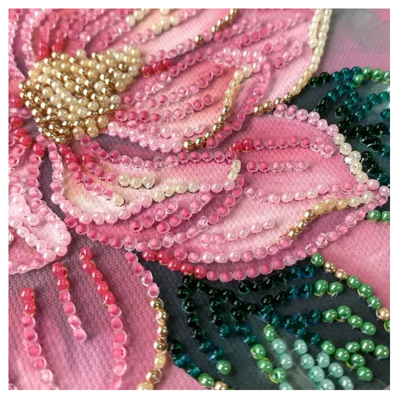 Mini Bead embroidery kit "Petal Kiss" 15х15 cm AAM-267